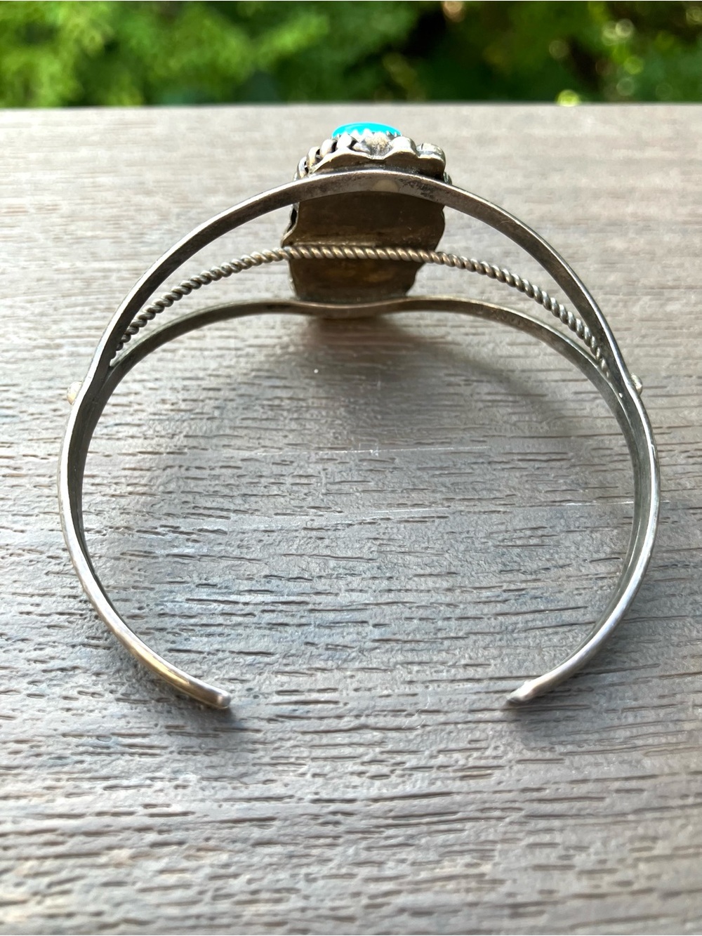 Vintage Navajo Sterling Silver & Natural Turquoise MAX C. Cuff Bangle Bracelet - Picture 8 of 14
